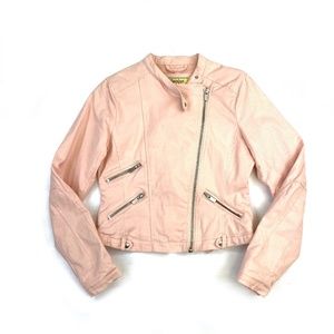 Blush Pink Womens Cotton Moto jacket